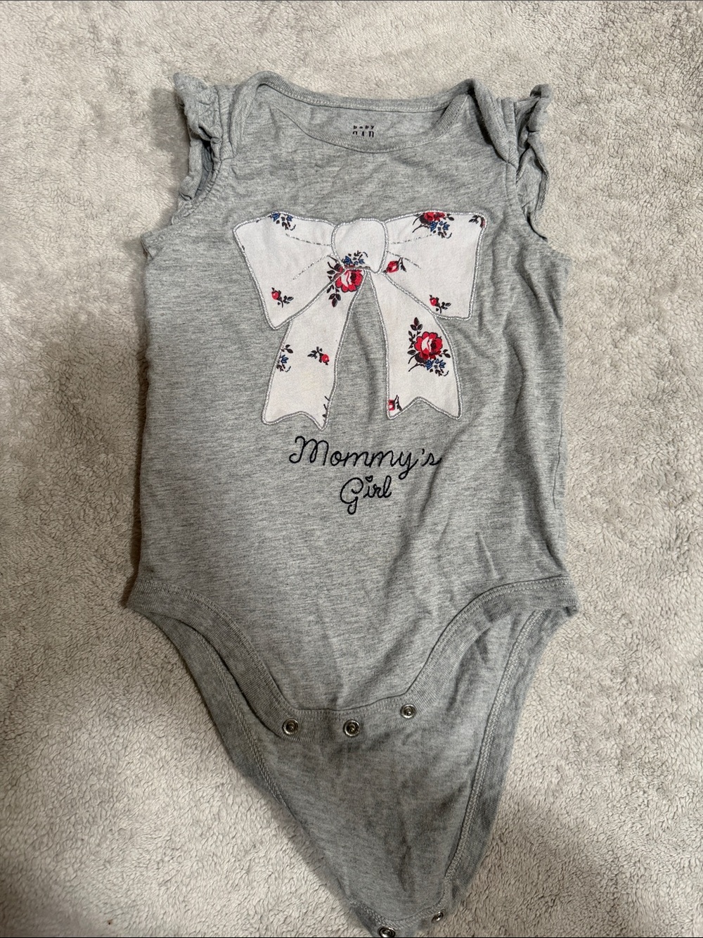 GAP Grey Floral Bow 'Mommy's Girl' Sleeveless Bodysuit